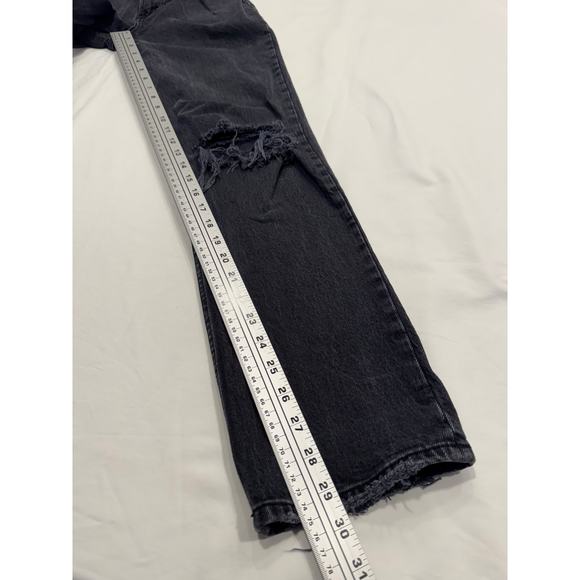 Abercrombie & Fitch Ultra High Rise 90's Straight Jeans 25/0R Black Destroyed - Picture 8 of 8